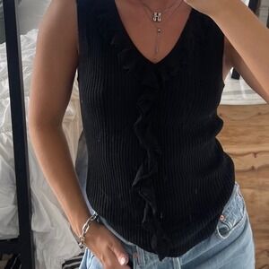 Vintage Y2K Xhilaration Ribbed Ruffle Knit‎ Sleeveless Top